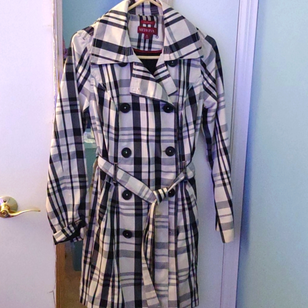 Plaid long flare coat